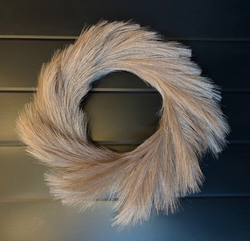 Large Faux Pampas Wreath Taupe 24in Dia. Product Image